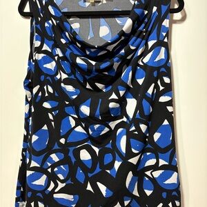 Calvin Klein Collection Blue and Black Patterned Blouse